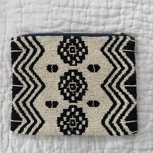 Black and White Beaded Clutch
